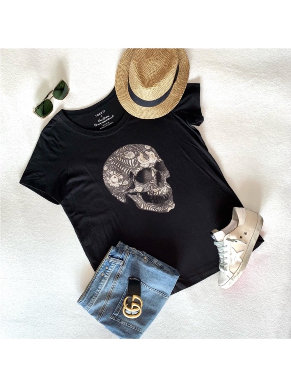 TORRID Sugar Skull Graphic Tee, Halloween, Day of the Dead, size 0X / women’s 12